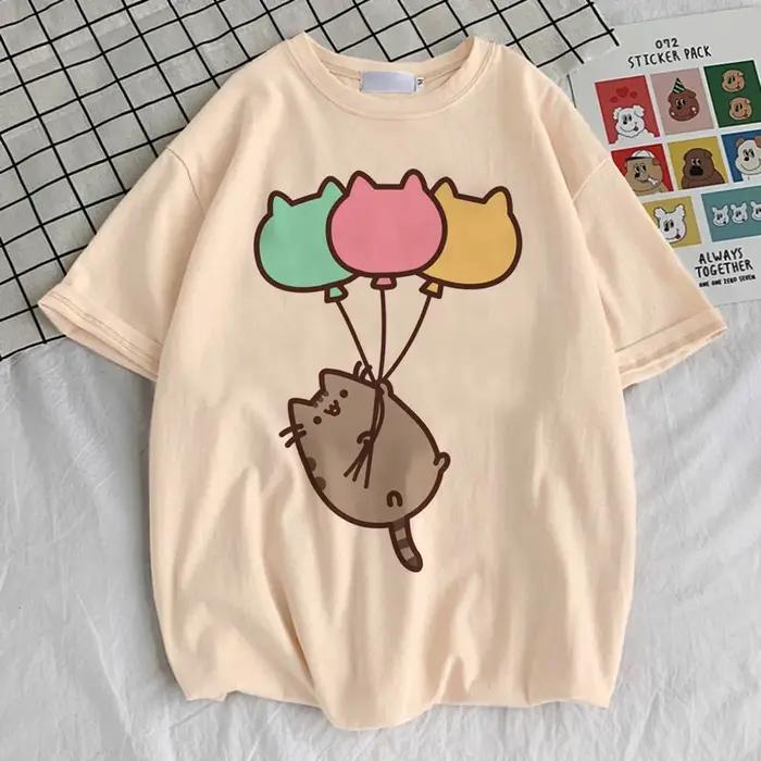 Pusheen chemise adolescent Y2k 2000s graphique rétro années 80 kawaii t-shirt université numérique V