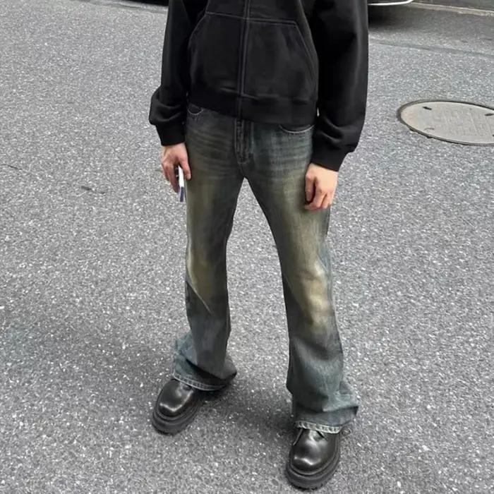 Jeans baggy droits High Street pour hommes, pantalons en denim vintage, jeans décontractés, Cleanfit