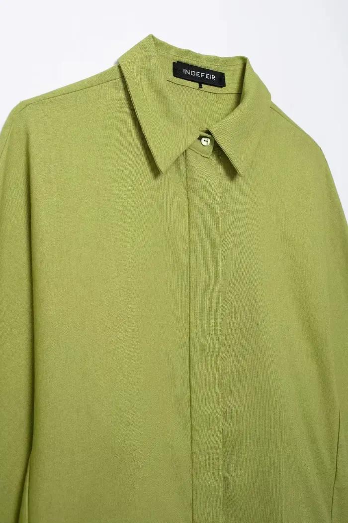 HH femmes décontracté solide Blouse pantalon ensembles ample à manches longues revers chemises taill