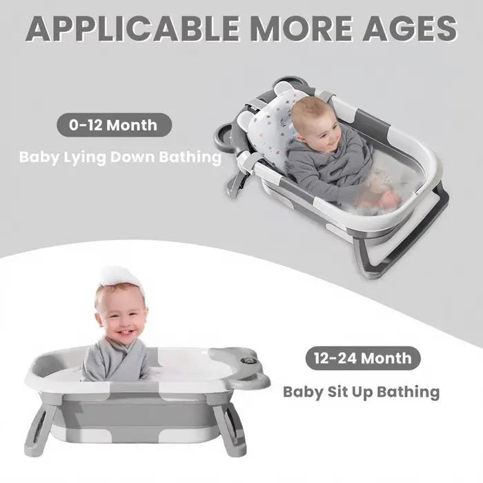 Baignoire de voyage portable, baignoire pliable pour bébé, avec thermomètre et 1 coussin flottant do