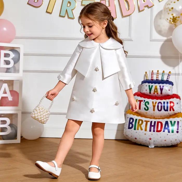 Nouvelle robe de princesse rouge à manches longues de style occidental pour filles, jupe évasée, rob