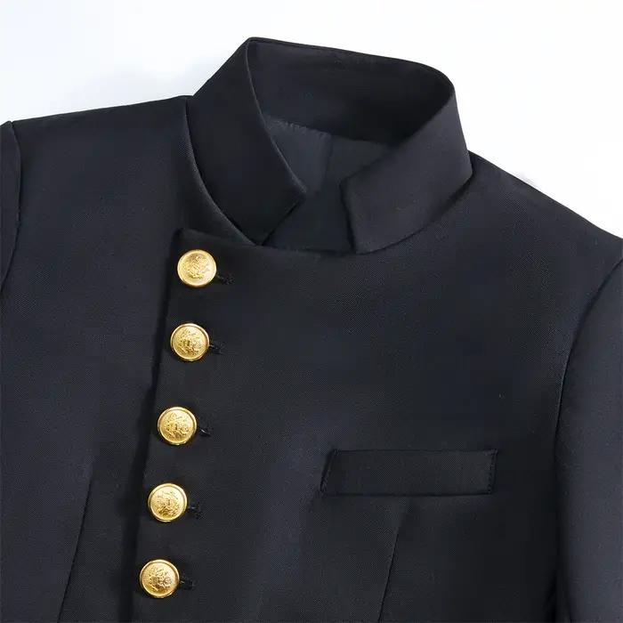 Ensemble de costume deux pièces pour enfants, boutons dorés, coupe cintrée, smoking formel, vêtement