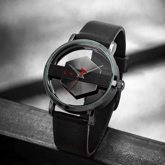 TOMI – bracelet de montre en cuir pour hommes, à la mode et minimaliste, Perspective creuse personna