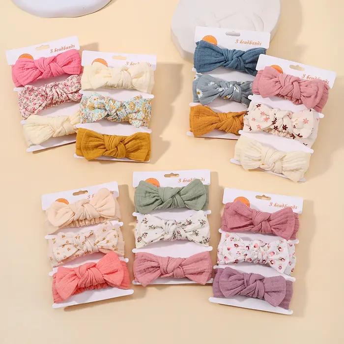3 pièces bébé filles bandeau ensemble nœud noeud tête enveloppement pansement enfants tout-petits ch