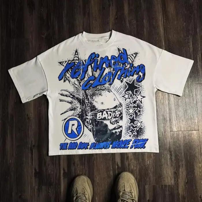T-shirt graphique hommes femmes haut Vintage Hip Hop Streetwear surdimensionné T-shirt à manches cou