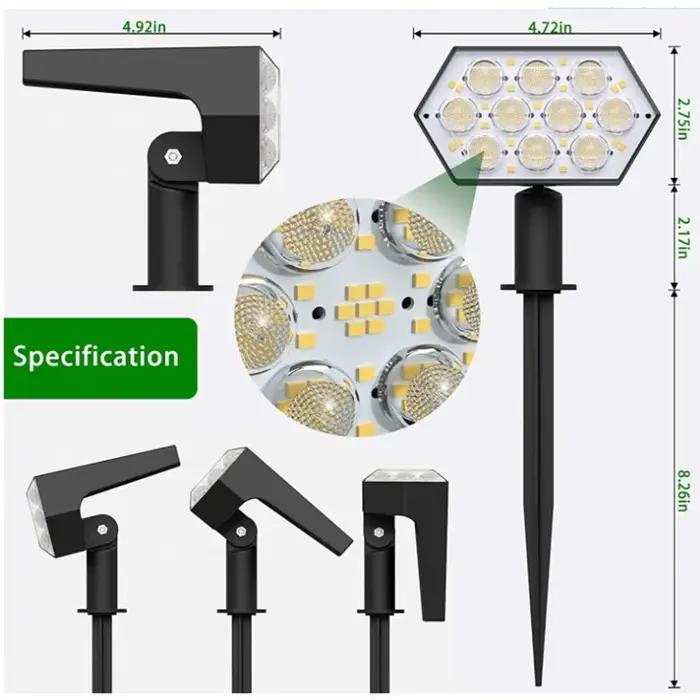 108 LED lumières solaires extérieures spots solaires projecteurs de paysage 92 LED réglable décorati