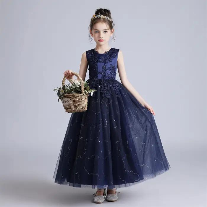Robe princesse en dentelle pour fille tenue formelle soirée mariage robe fleurie enfant BX683 occassions speciales ceremonies anniversaires
