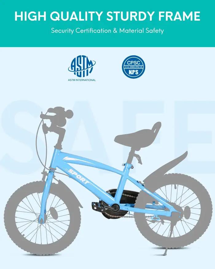 Vélo pour enfants avec roues d'entraînement et support de déclinaison, vélo pour enfants, freins à m