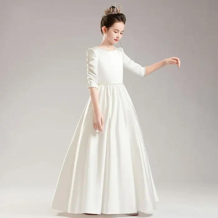 Robe de princesse élégante pour filles, robes de soirée pour enfants de 4 à 12 ans, vêtements blancs