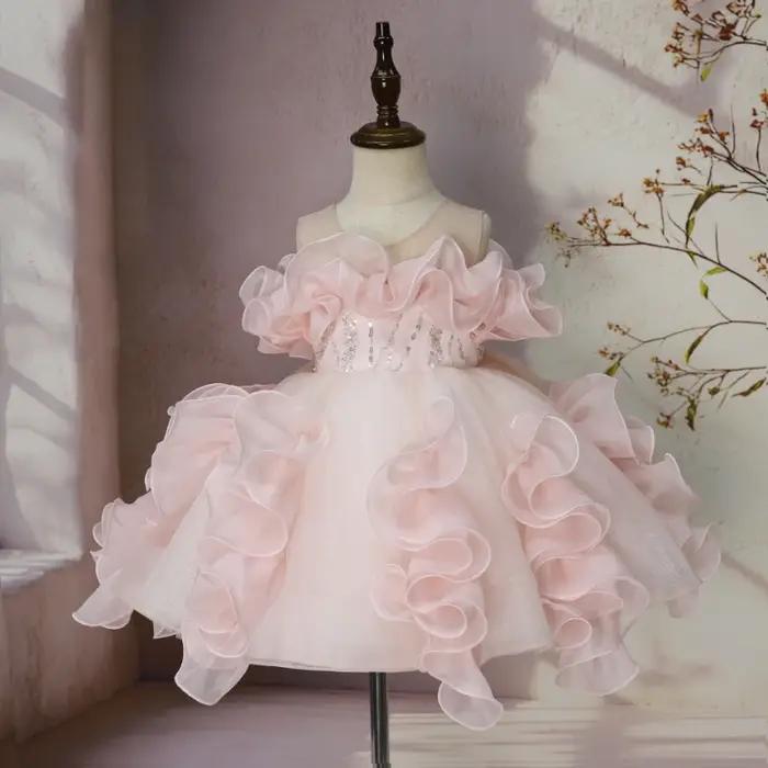 Nouvelle Robe Tutu de Cérémonie pour Bébé Fille, Tenue de Performance pour Fête de Premier Anniversa