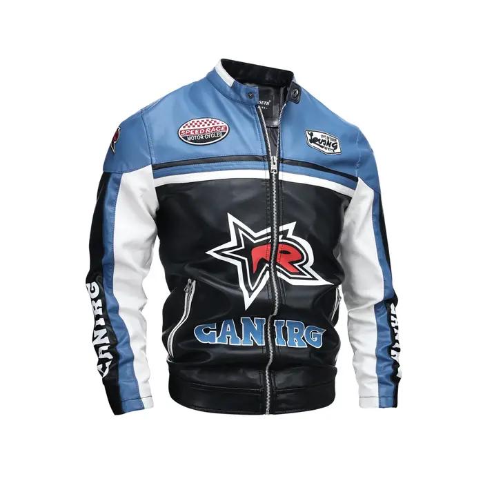 Vestes en cuir pour hommes automne décontracté moto veste en polyuréthane Biker manteaux en cuir mar
