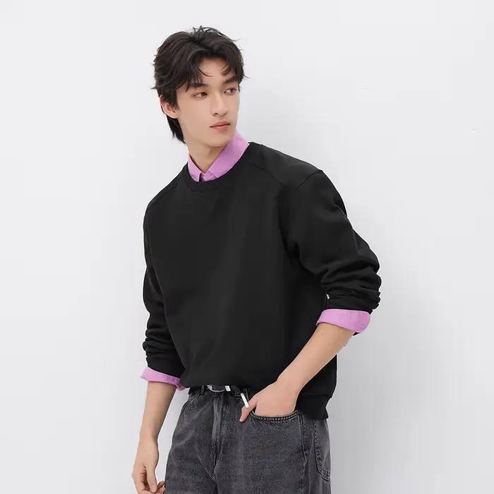 Sweat à capuche polyvalent pour homme, col rond, manches longues, doux, confortable, décontracté, ba