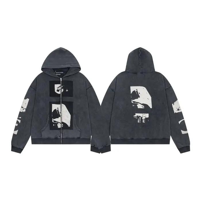 2025ss erd sweat à capuche High Street poche kangourou fermeture éclair manches longues