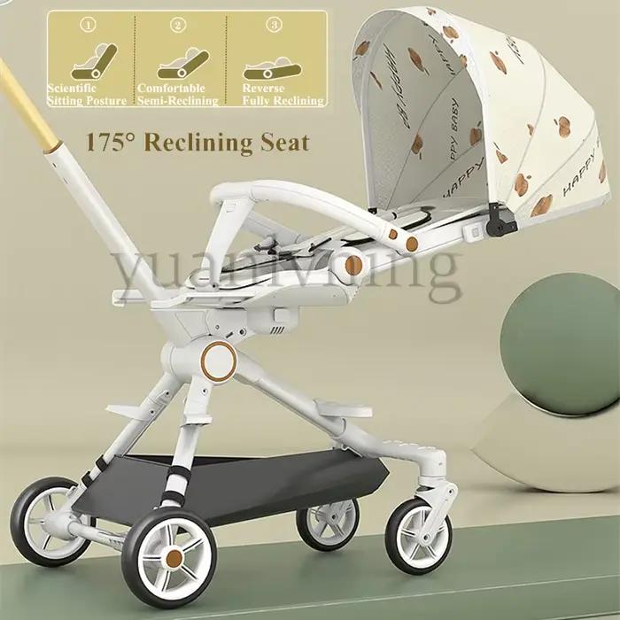 Poussette pliable 4 roues siège réversible absorption des chocs mode nacelle promenade confortable pour bébé sorties quotidiennes voyages familiaux cadeau naissance