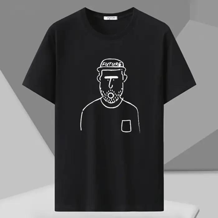 T-shirt imprimé pour hommes, grande taille, hauts noirs, 110-180kg, 5XL, 6XL, 7XL, 100% coton, ample