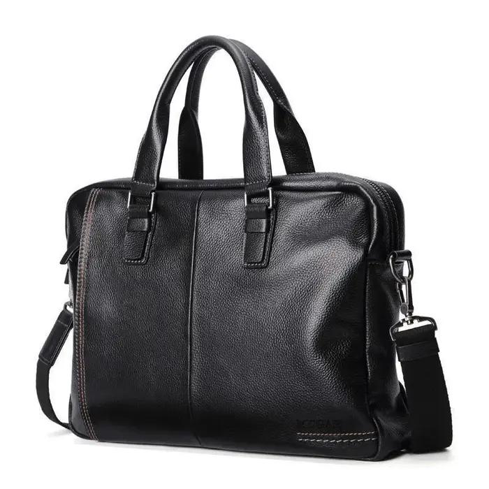 Sac à main d'affaires en cuir de vache de haute qualité pour hommes, sac à bandoulière 100% mallette