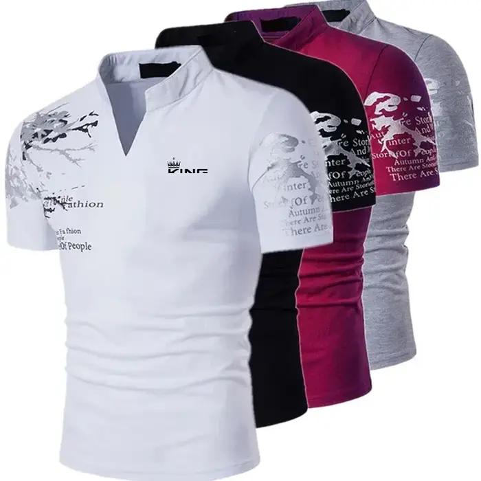 Polo de Golf pour hommes, imprimé graphique, col en V, extérieur, rue, manches courtes, vêtements im