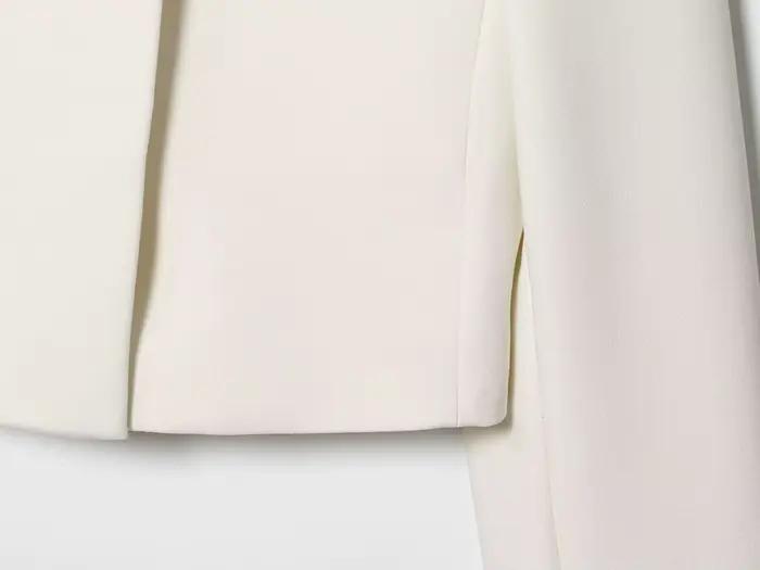 ETJ 2025 automne hiver nouveau professionnel femmes simple mode blanc court trajet col zhongshan cos