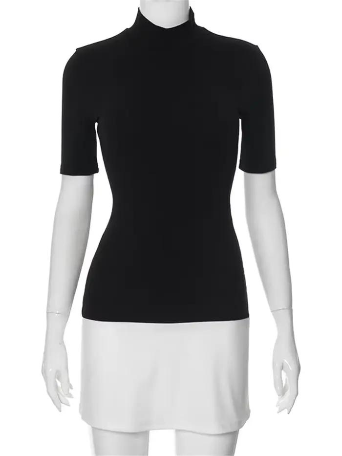 Tossy été femme contraste Mini robe décontracté taille haute à manches courtes Sexy maigre Patchwork