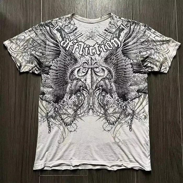 T-shirt vintage des années 2000, style punk et hip-hop, imprimé graphique, coupe oversize, col rond,