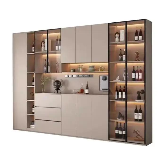 Buffet autoportant avec portes en verre et portes de proximité, grande armoire de cuisine moderne, b
