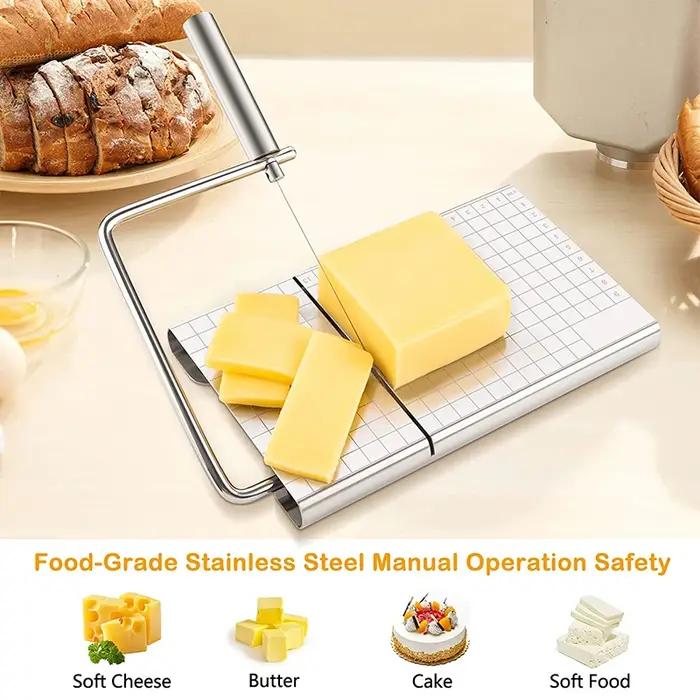 LMETJMA trancheuses à fromage avec fil pour bloc de fromage planche à fromage réglable avec 5 fils d