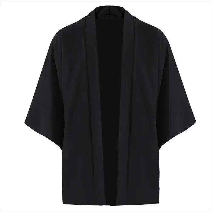 Chemise Kimono Japonais Décontractée pour Homme, Point Ouvert, observateur, Cardigan Noir à Manches