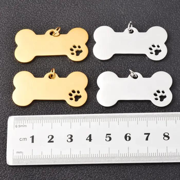 Étiquette militaire en acier inoxydable pour chien de compagnie, pendentif patte de chien creuse, br
