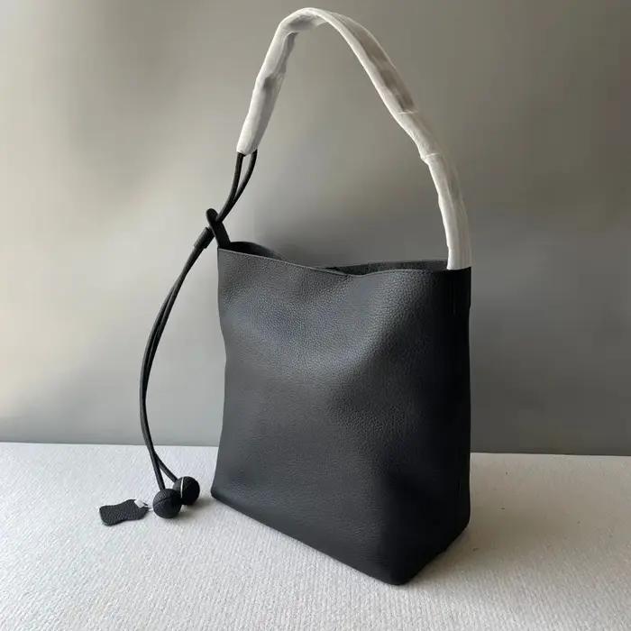 Sac seau en cuir de vachette première couche, style décontracté haut de gamme, sac à main en cuir vé