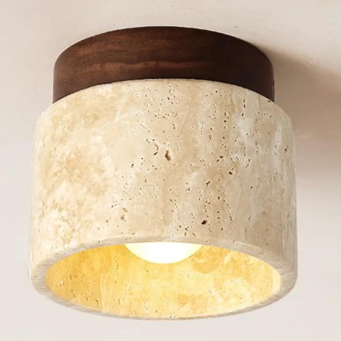 Plafonnier Led monté en Surface Downlight Style japonais pierre bois lumière ronde 110V220V pour sal