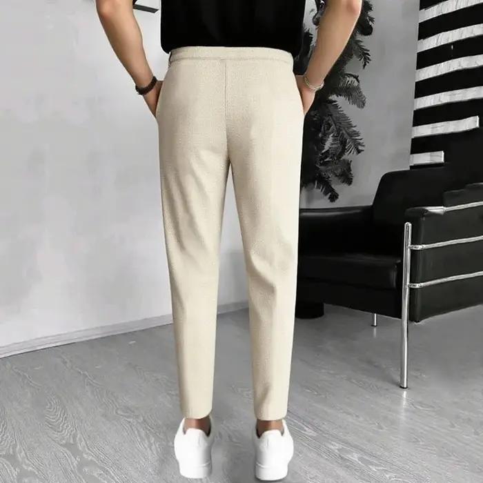 Pantalon gaufré élégant pour hommes – Coupe ajustée de sport décontracté avec cordon de serrage régl