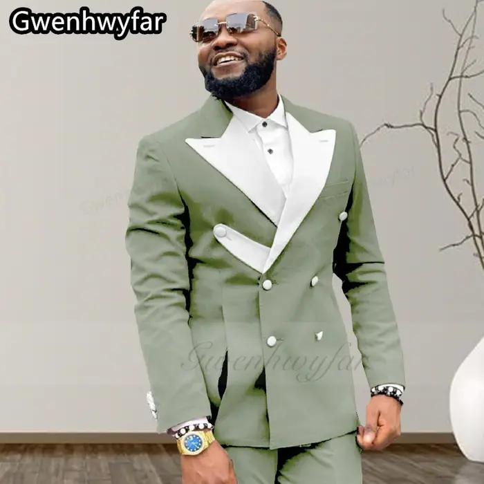 Gwenhwyar – revers à Double boutonnage pour hommes, nouveau, personnalisé, bleu Royal, coupe cintrée