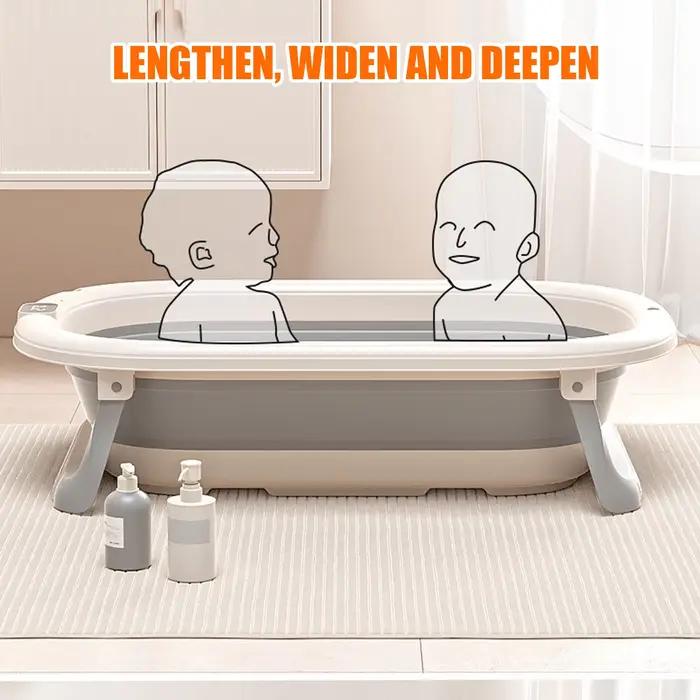 Baignoire bébé pliable avec coussin thermomètre intégré pour bains sécuritaires et confortables occasions naissances et voyages