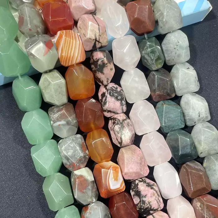 Pierre naturelle à facettes 13x17MM, forme irrégulière, Agates, cristal, perles d'espacement amples