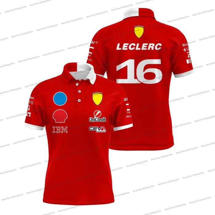 Polo de course Hamilton 44 pour homme Charles Leclerc 16, T-shirt respirant à séchage rapide, Polos