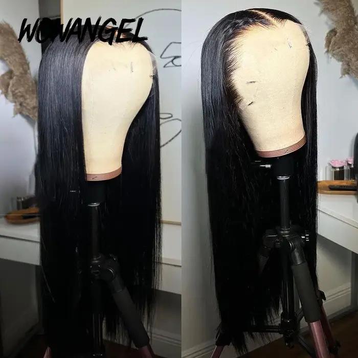 Wowangel-Perruque de Cheveux Naturels Lisses pour Femme, 13x6