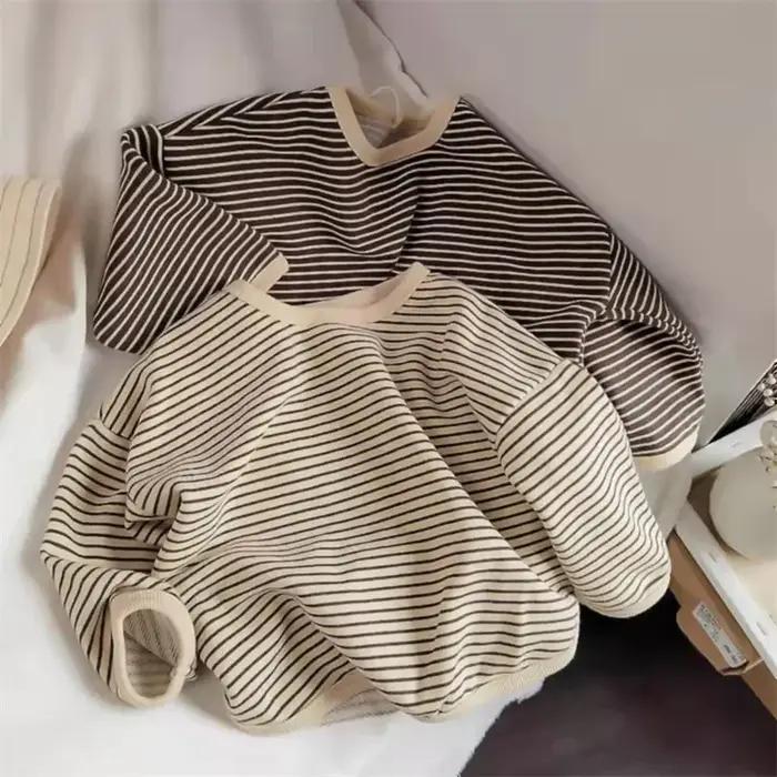 Lawadka coton vêtements pour enfants à manches longues T-shirts rayé bébé garçon hauts pour filles d