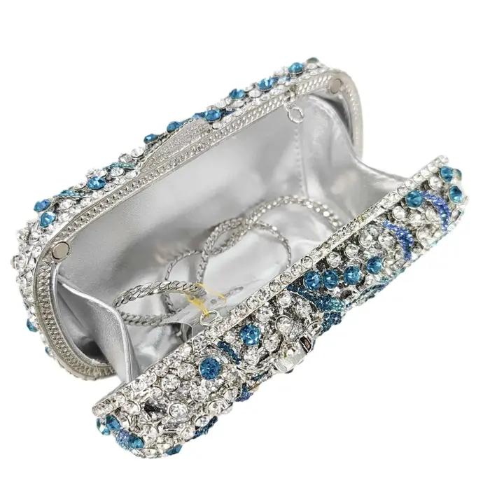 Pochette en cristal bleu clair pour femme, sac à main en biscuits, sac de soirée, patients de mariag