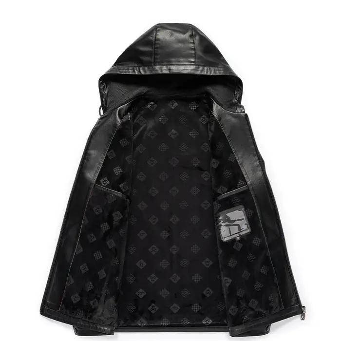 YN-2583 nouvelle veste en cuir à capuche pour hommes printemps et automne haut mince hiver en peluch