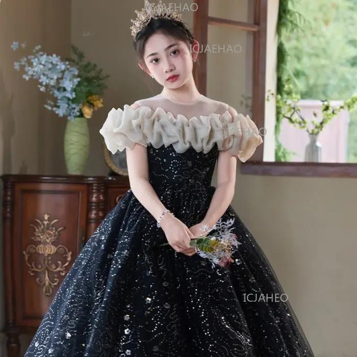 Robe de soirée formelle de princesse pour filles, idéale pour les fêtes d'anniversaire, les concours