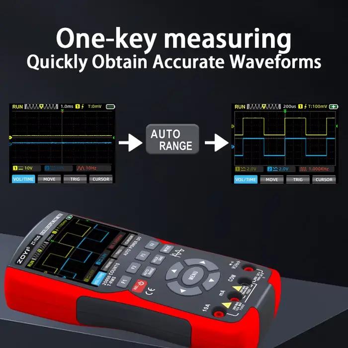 ZOYI ZT-703S multimètre oscilloscope 3 en 1 avec écran IPS de 3,5 pouces, 25000 points, bande passan