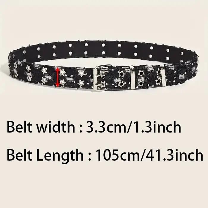 Ceinture de luxe en Denim bleu, accessoires Punk noirs, nouvelle mode, HipHop Y2k, étoile ajourée, b
