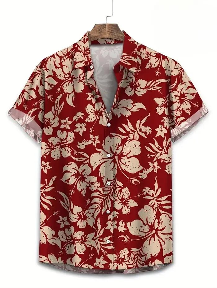 Chemises florales hommes Hawaii vacances fête Blouse 2025 revers plage chemise fleur Camisas à manch