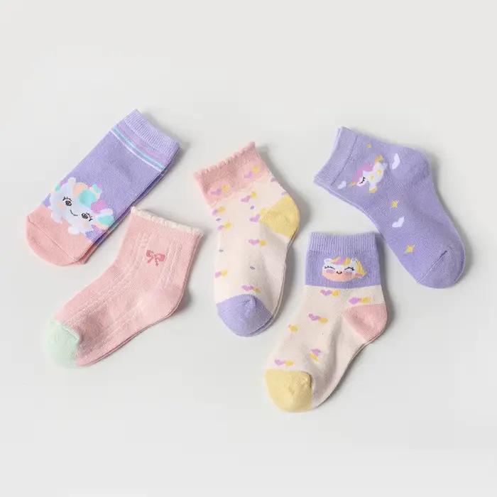 5 paires de chaussettes pour enfants avec motifs de licorne mignons de dessin animé pour filles et b