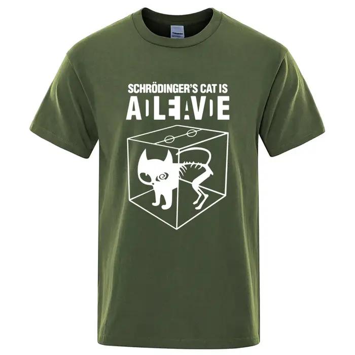 T-shirt homme Top qualité coton Schrodinger chat imprimé été à manches courtes hommes T-shirt décont
