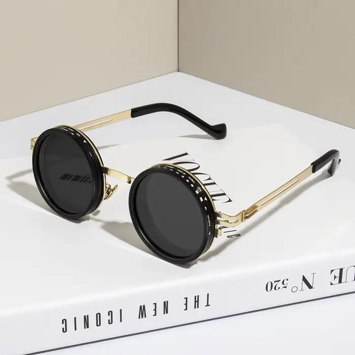 Lunettes de soleil polarisées ND9 à gradation réglable pour hommes et femmes, rondes, rétro Punk, po