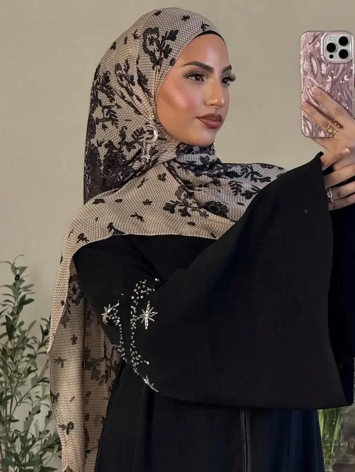 1 pièces aquarelle impression Hijab femmes bohème doux Islam Ramadan musulman Hijabs Foulard Femme c