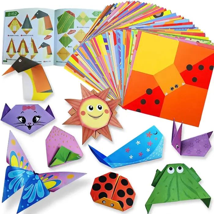 Kit Origami 30/96 feuilles Origami papier artisanat guide livre bricolage projets d'artisanat fourni