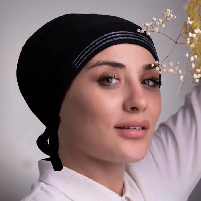 Casquette Hijab musulmane instantanée, couleur unie, avec bandes antidérapantes, sous-capuchon pour