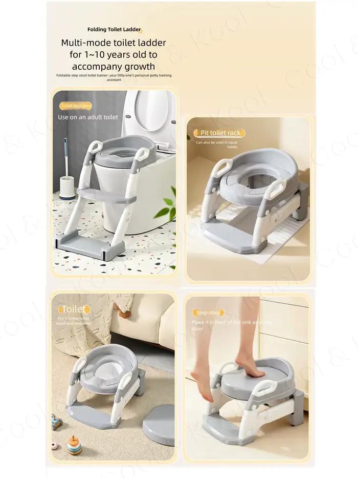 Solution d'apprentissage de la propreté 6-en-1 tout-en-un : siège de toilette pliable avec marchepie
